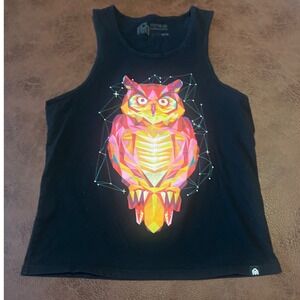 Into The AM Black Tank Top‎ Men's Geometric Owl Graphic Print Size M